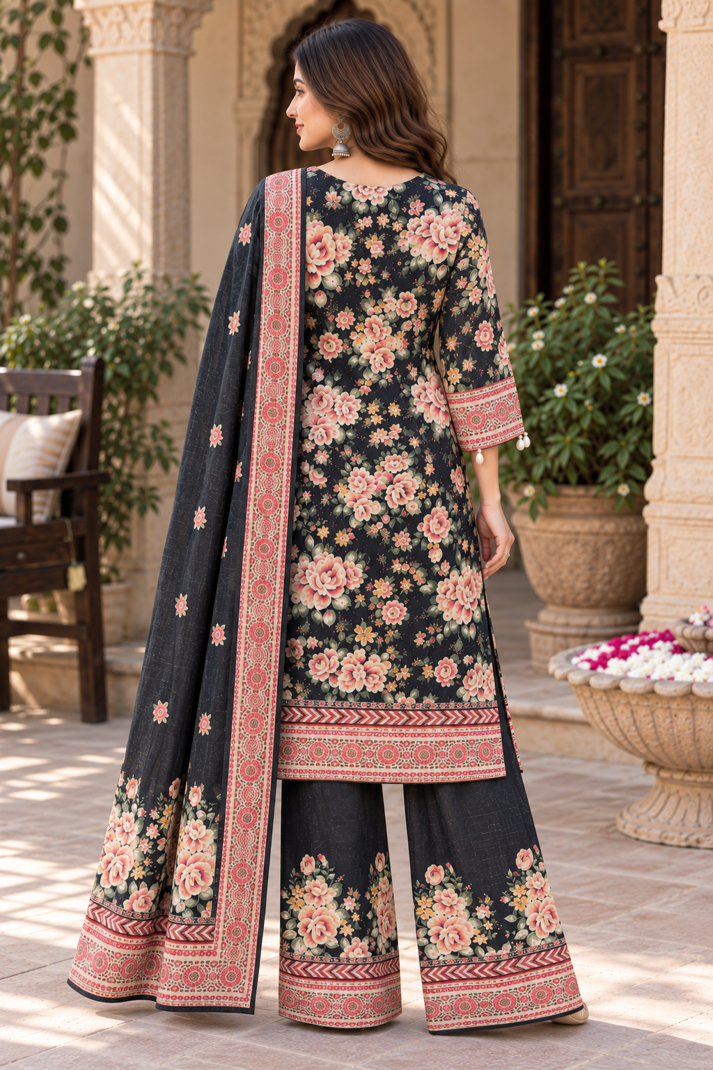Black Embroidered Kurta Set