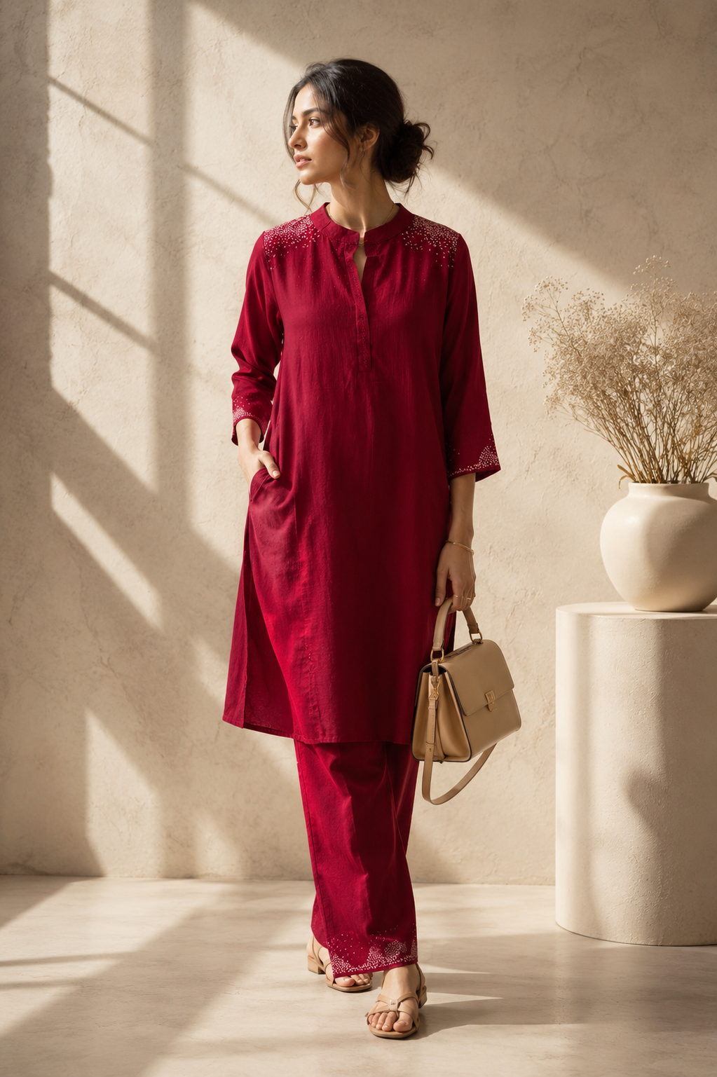 Wine Red Sparkle Co-Ord Set