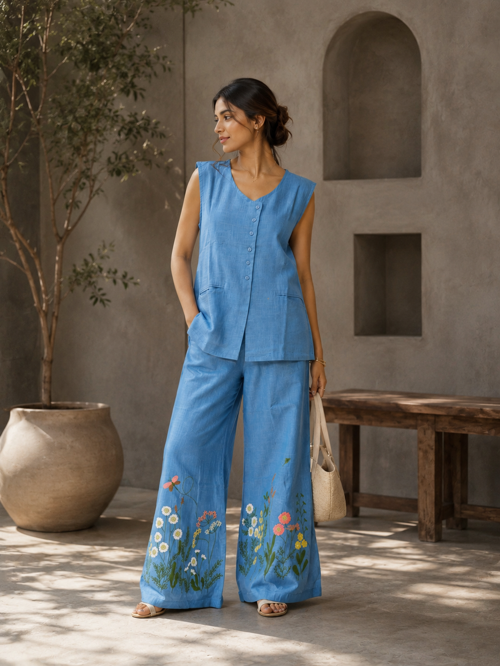 Sky Blue Floral Co-Ord Set