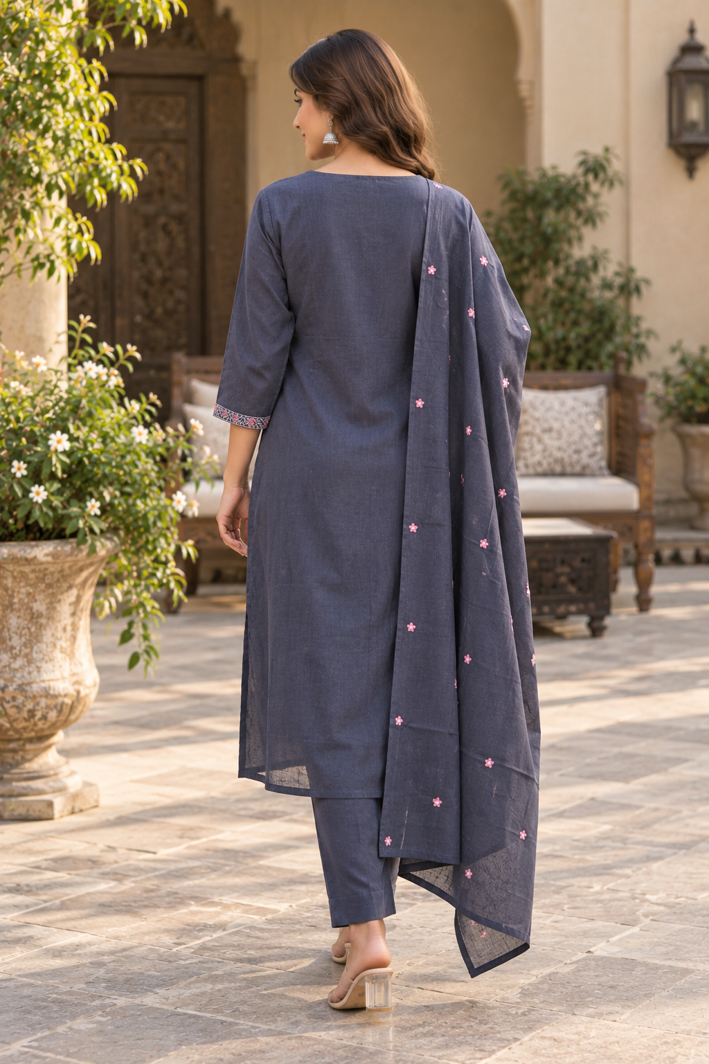 Floral Embroidered Kurti Set
