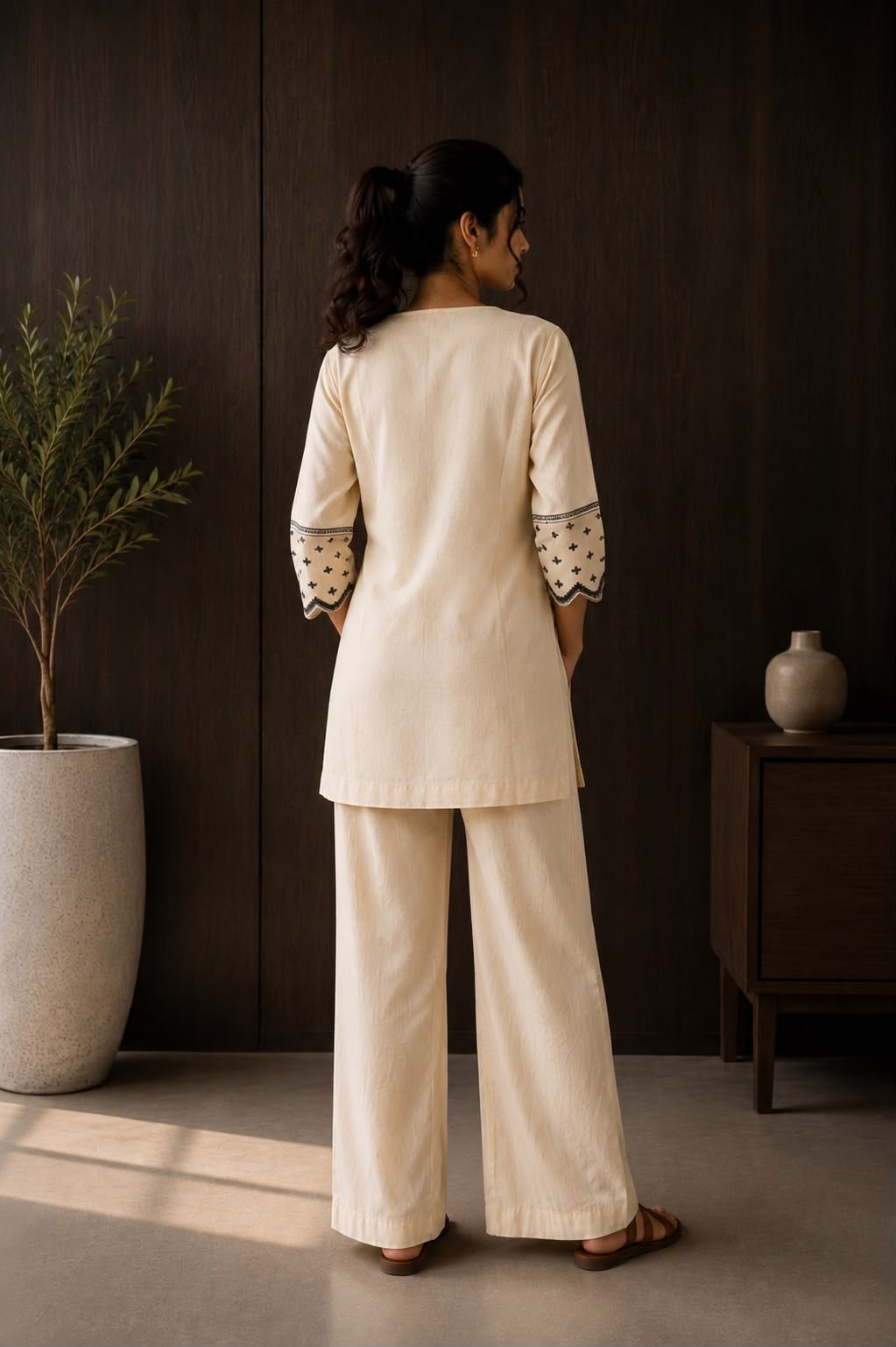 Ecru Elegance Cotton Co-Ord Set