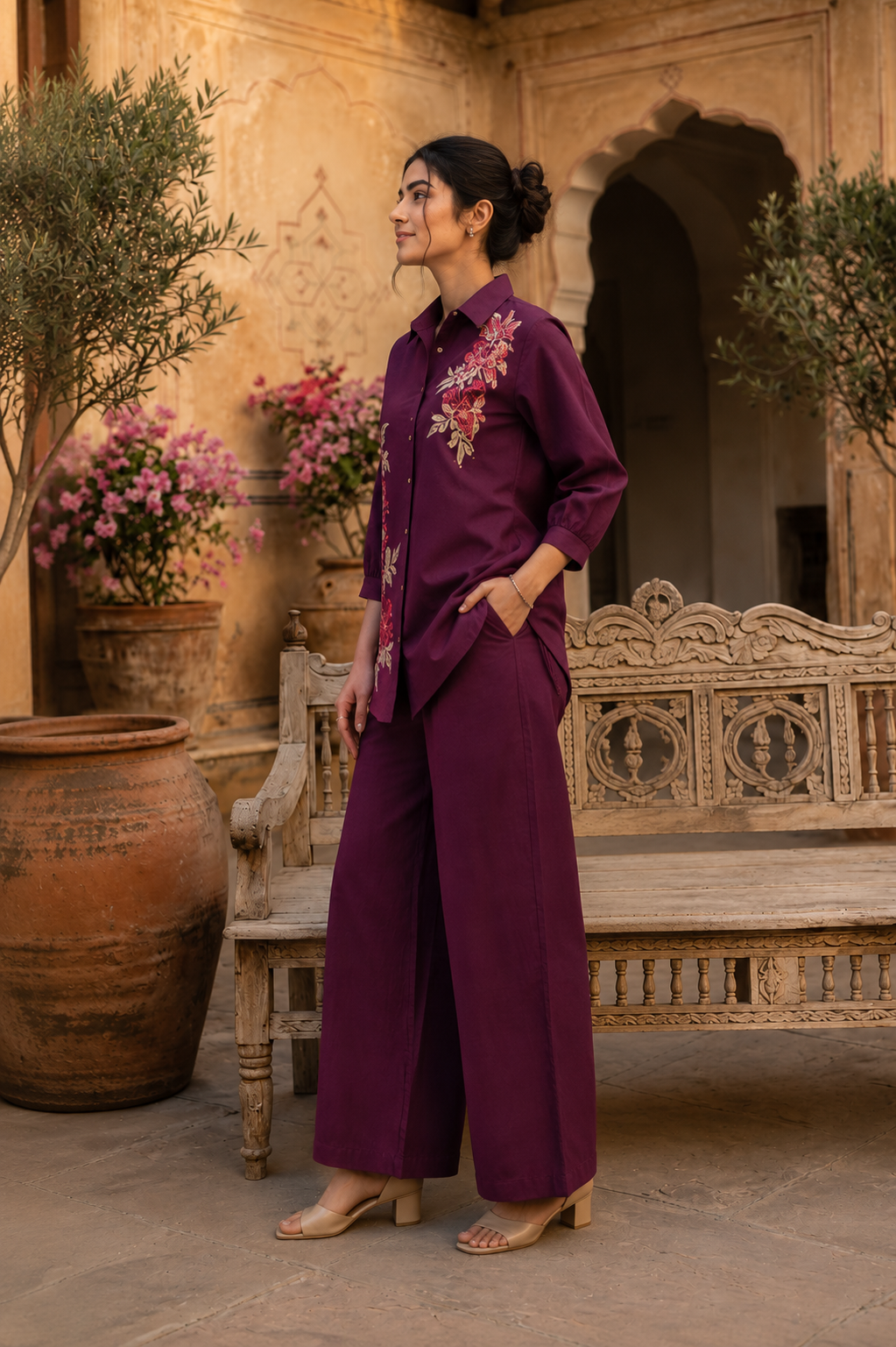 Vintage Floral Plum Co-Ord Set