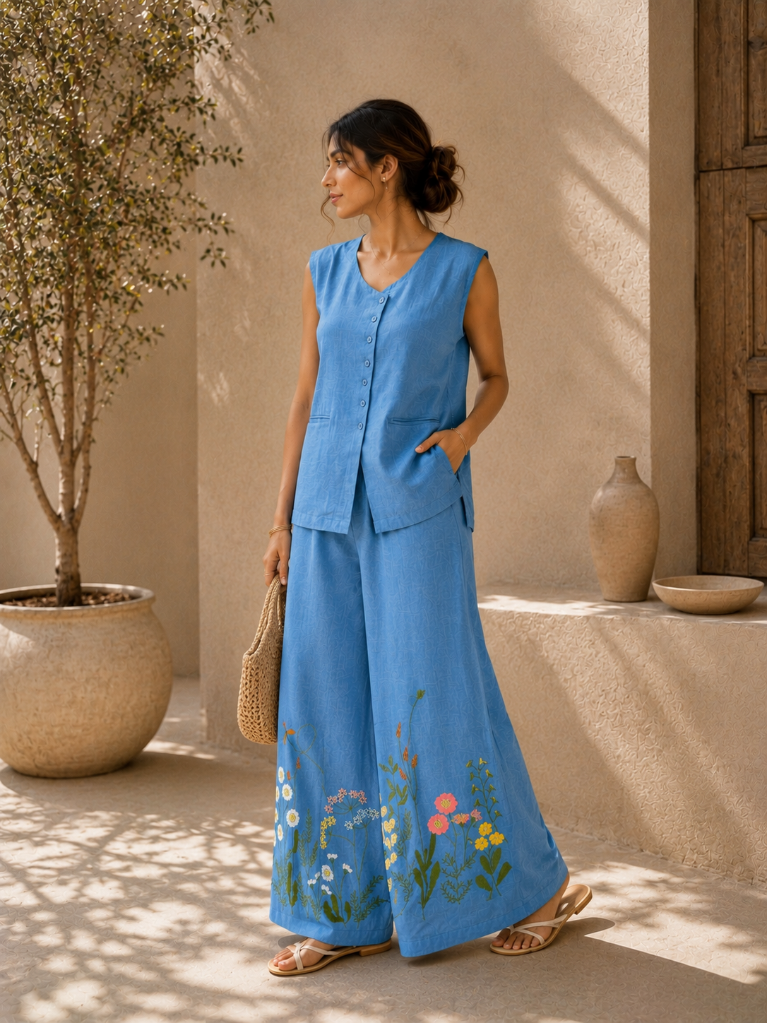 Sky Blue Floral Co-Ord Set
