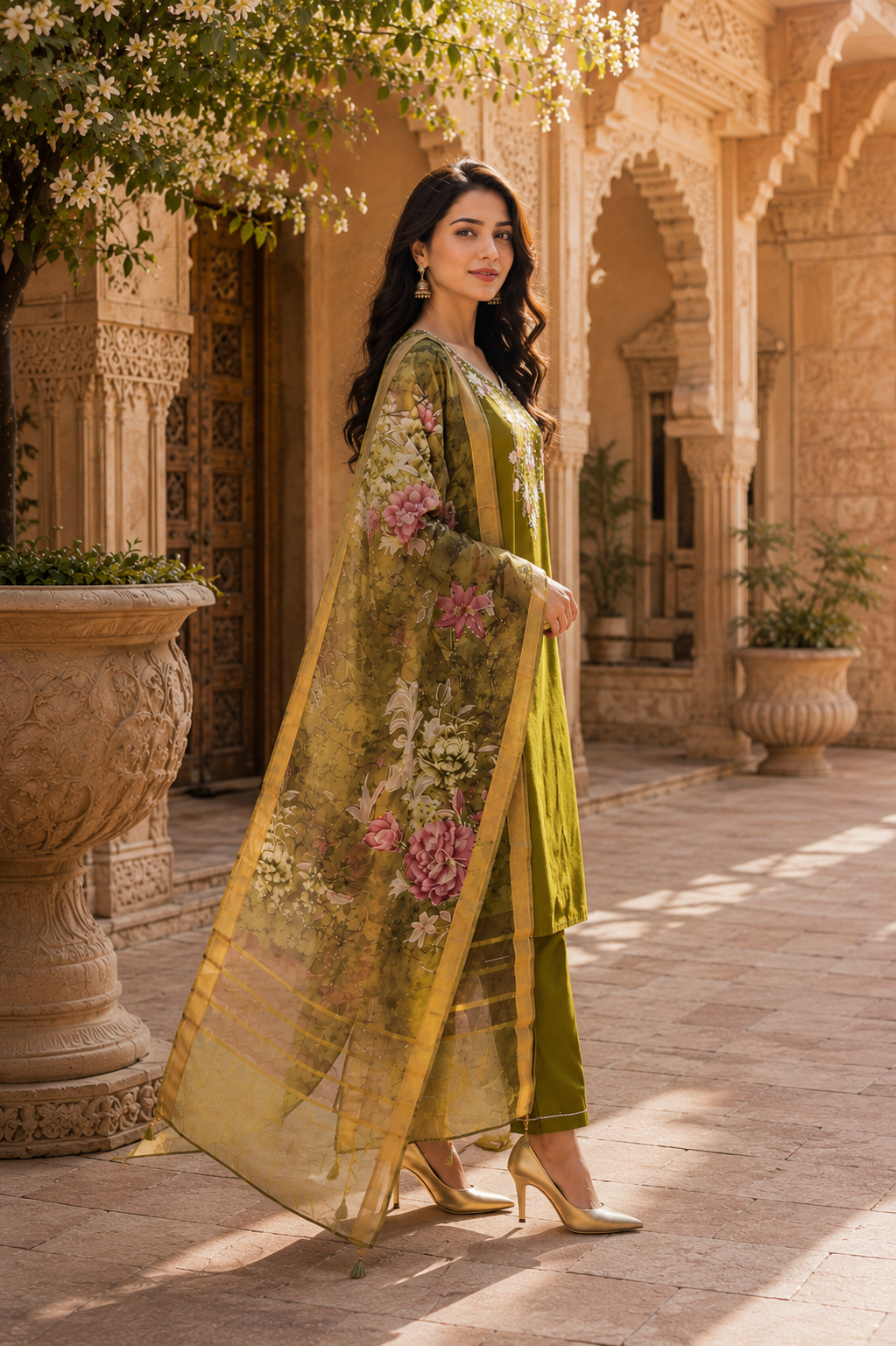 Desi Muse Olive Green Set