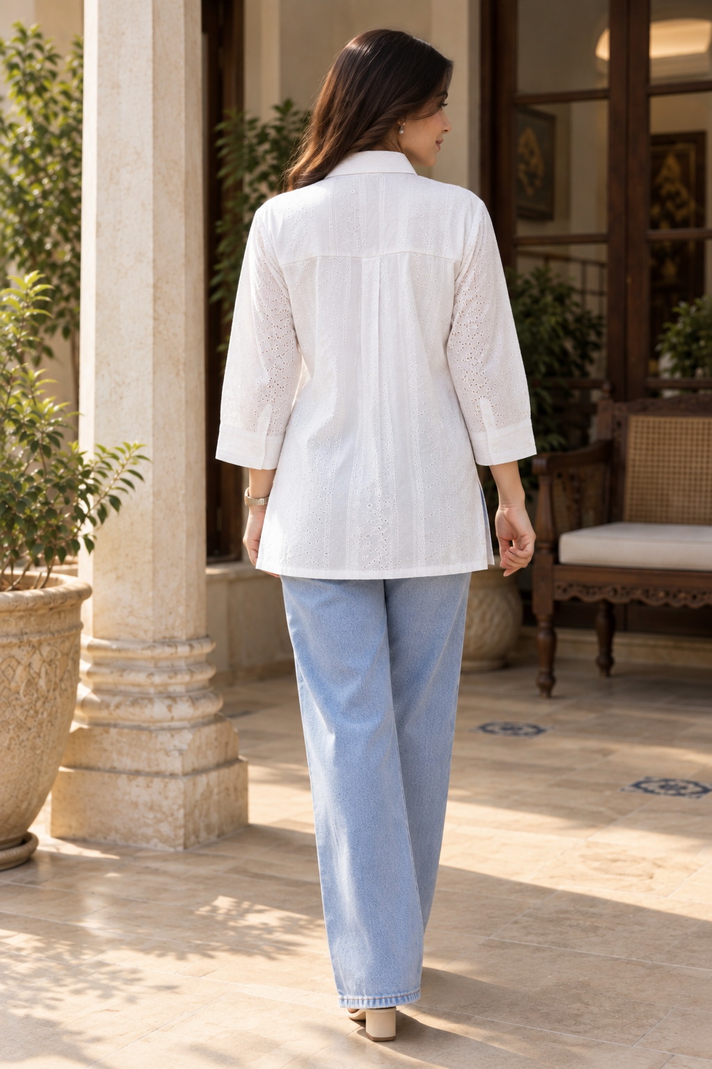 Chikankari white Short Kurti
