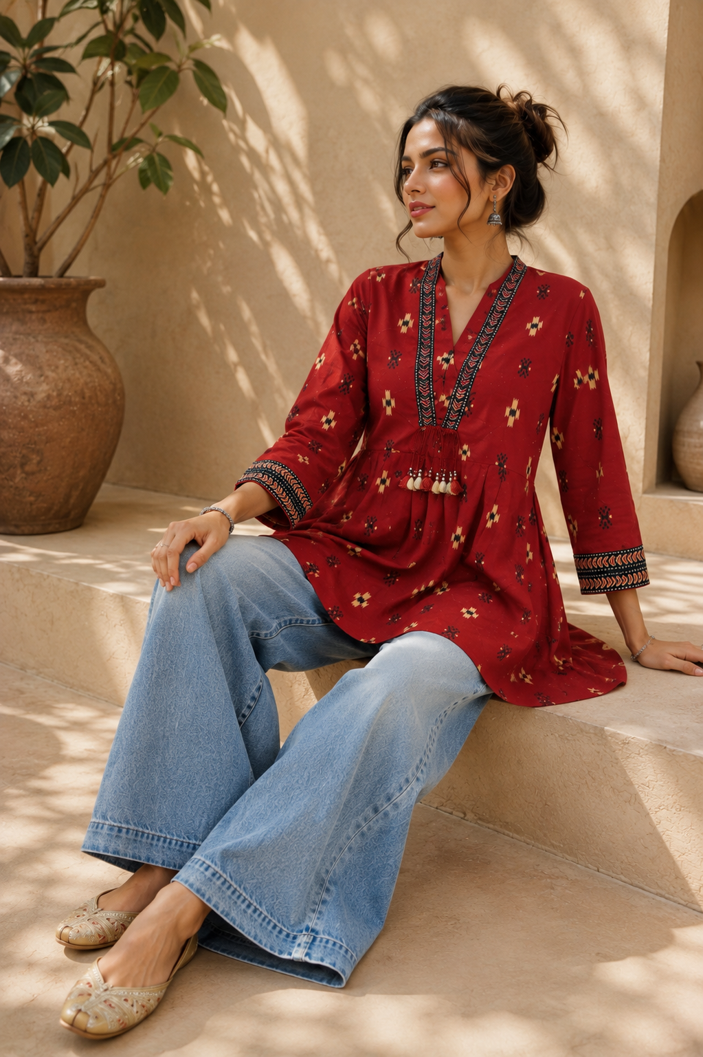Crimson Reverie Kurti
