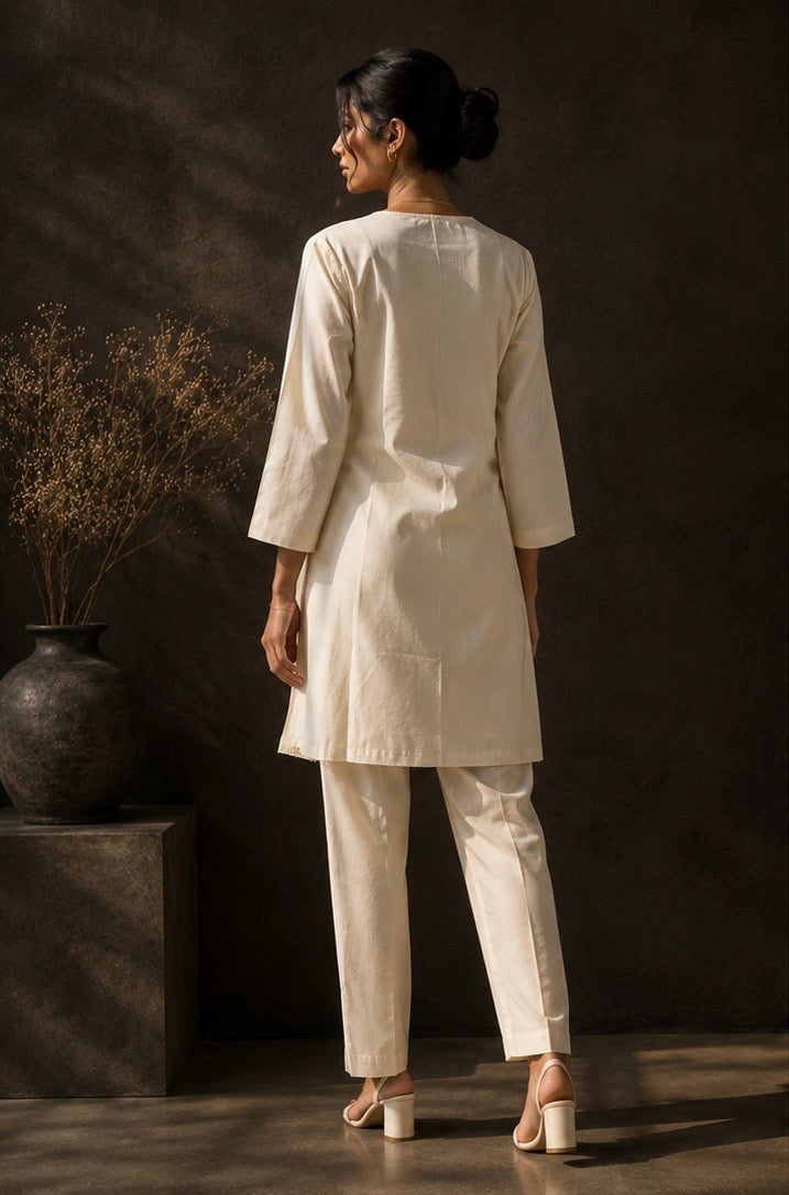 Ivory Garden Embroidered Co-Ord Set