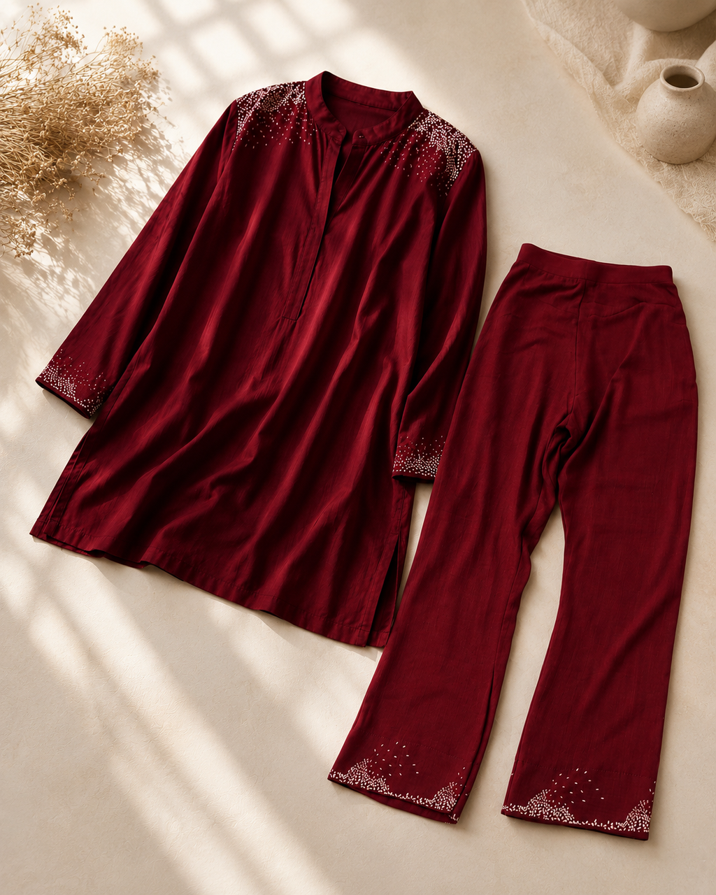 Wine Red Sparkle Co-Ord Set