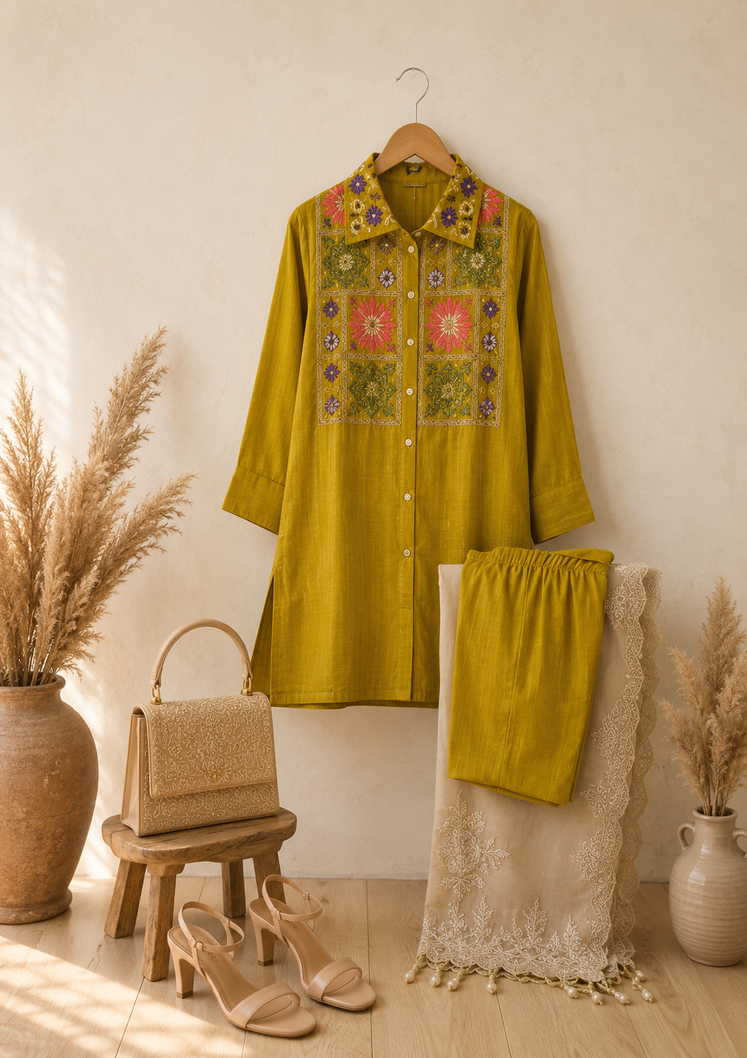Mehfil Mustard Co-Ord Set
