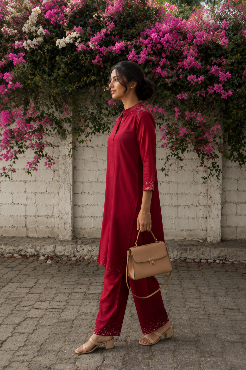 Wine Red Sparkle Co-Ord Set