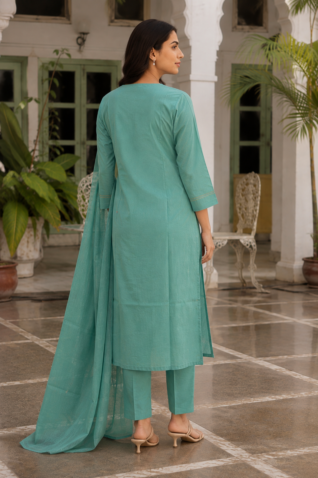 Aqua Green Embroidered Set