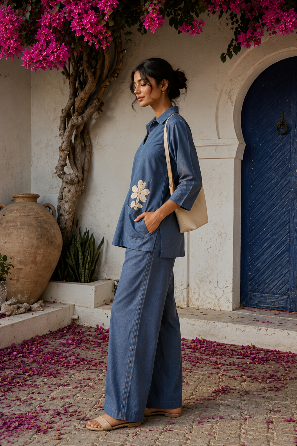 Azure Bloom Cotton Co-Ord Set