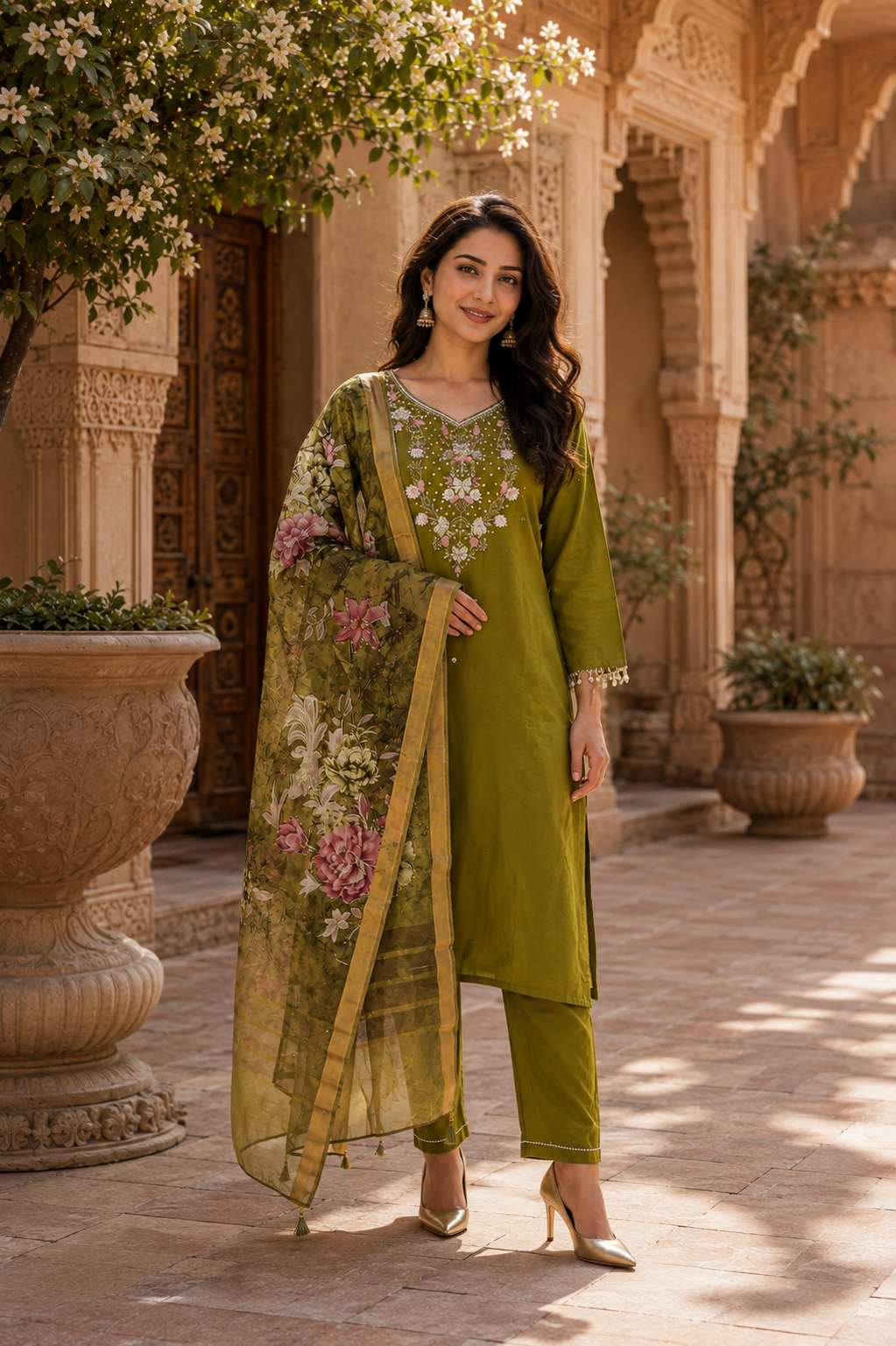 Desi Muse Olive Green Set