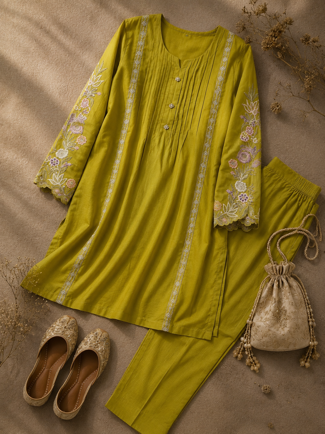 Noor Lime Green Co-Ord Set