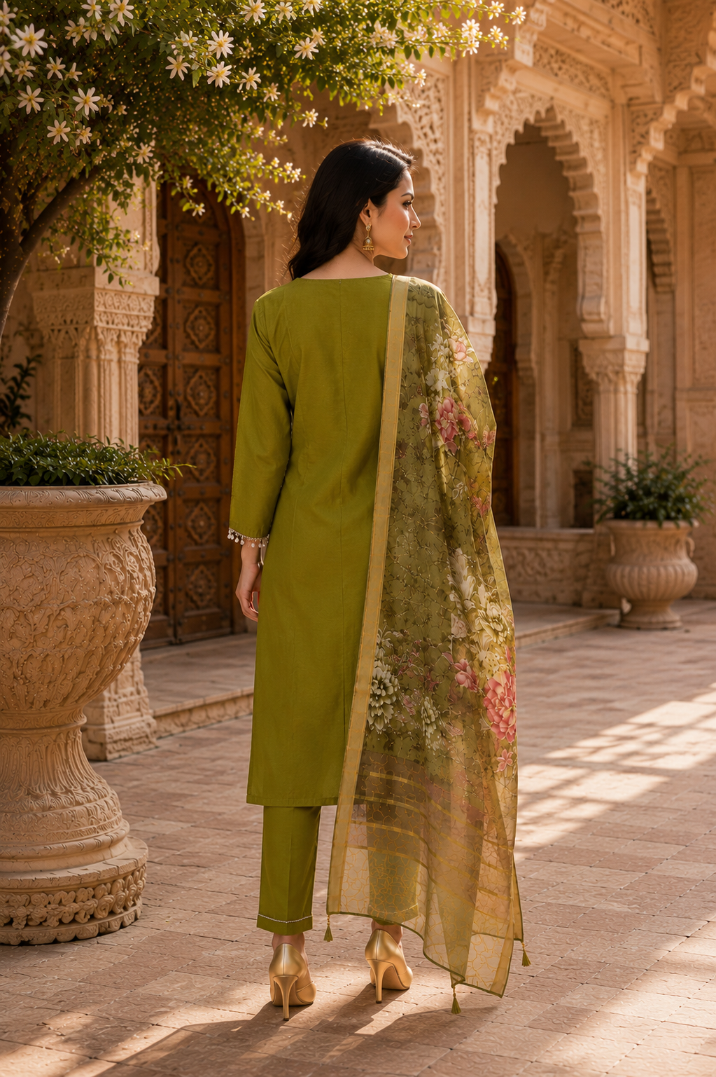 Desi Muse Olive Green Set