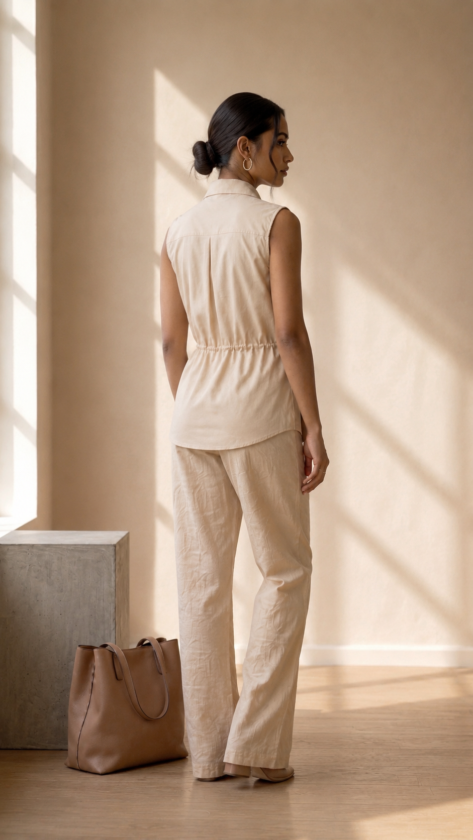 Sand Beige Sleeveless Co-Ord Set
